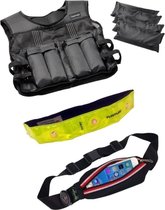 Hardlopen - Hardloopset - 3 stuks - Tunturi - Gewichtsvest 10 kg & Hardloopgordel Rood & Verlichtingsarmband