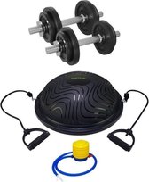 Tunturi - Fitness Set - Balanstrainer - Balance Trainer & Halterset 20 kg incl 2 Dumbbellstangen