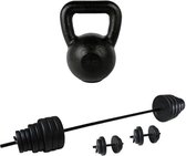 Tunturi - Fitness Set - Vinyl Barbell/Dumbbell Set 50Kg  - Kettlebell 16 kg