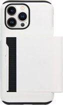 ADEL Kunststof Back Cover Hardcase Hoesje Geschikt voor iPhone 13 Pro Max - Pasjeshouder Wit