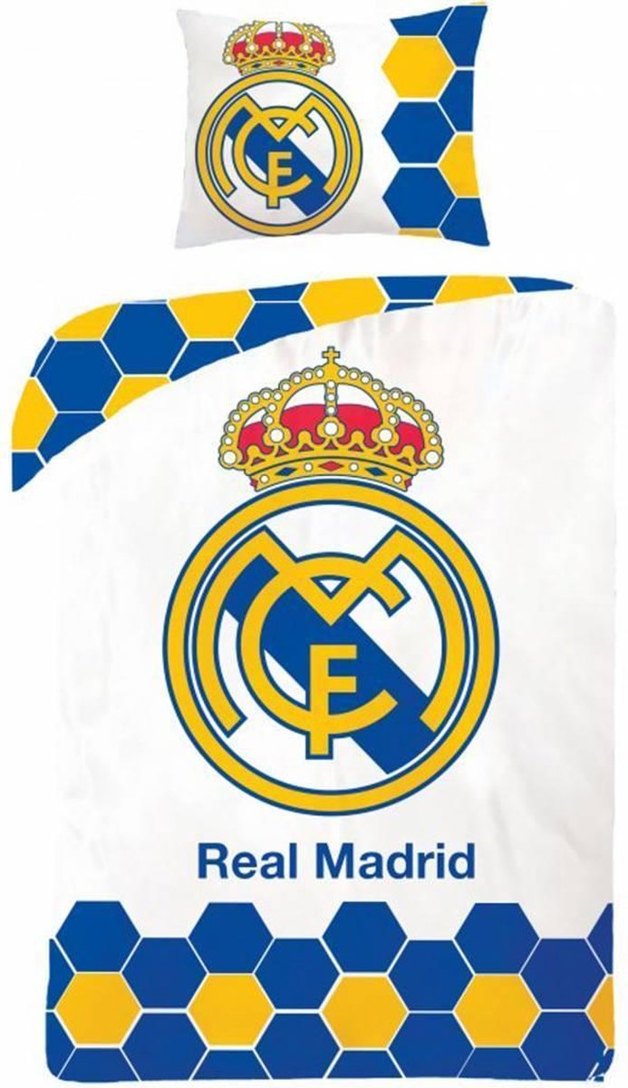 Real Madrid Logo Dekbedovertrek - Eenpersoons - 140x200 cm - Wit