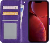 Hoes Geschikt voor iPhone 13 Hoesje Book Case Hoes Flip Cover Wallet Bookcase - Paars