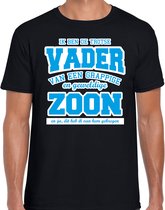 Ik ben de trotse vader van zoon cadeau t-shirt - zwart voor heren - verjaardag / bedankt shirt / vaderdag S