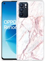 Oppo Reno6 5G Hoesje White Pink Marble - Designed by Cazy