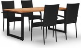 Decoways - 5-delige Tuinset poly rattan zwart