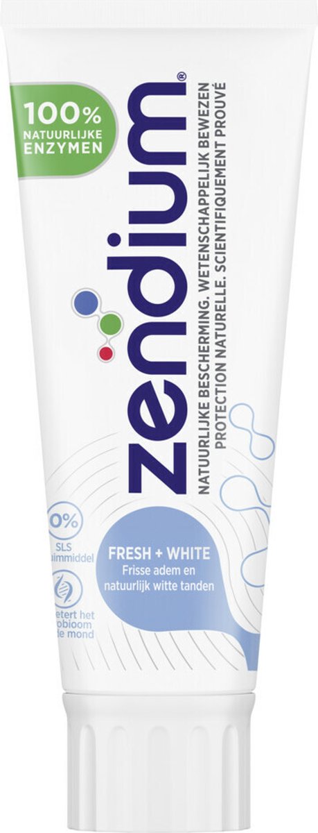 Zendium Tandpasta Fresh+White - 5 x 75 ml - Voordeelverpakking