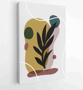 Earth tone boho gebladerte lijntekeningen tekenen met abstracte vorm. Abstract Plant Art-ontwerp voor print, omslag, behang, minimale en natuurlijke kunst aan de muur. 3 - Moderne