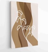 Botanische muur kunst vector set. Gebladerte lijntekeningen met abstracte vorm. 2 - Moderne schilderijen – Verticaal – 18617110931 - 50*40 Vertical