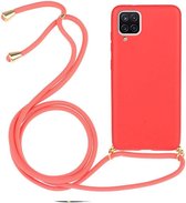 Samsung Galaxy A12 Hoesje Back Cover Flexibel TPU met Koord Rood