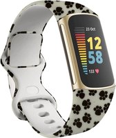 Siliconen Smartwatch bandje - Geschikt voor Furry Feet Fitbit Charge 5 bandje - Strap-it Horlogeband / Polsband / Armband - Maat: Maat S