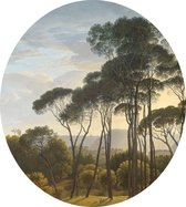 Italiaans landschap met parasoldennen, Hendrik Voogd - Foto op Dibond - ⌀ 30 cm