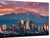 Panorama van Los Angeles met zonsondergang - Foto op Dibond - 90 x 60 cm