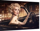 Glamour Dame in haar auto - Foto op Dibond - 90 x 60 cm