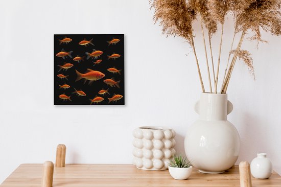 Poisson rouge sur toile fond noir 2cm 20x20 cm - petit - Tirage photo sur toile (Décoration murale salon / chambre)