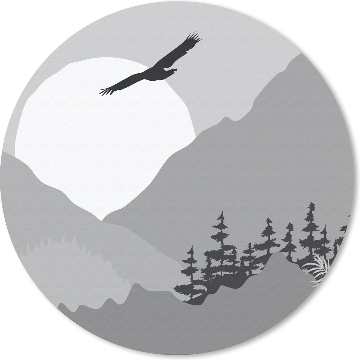 Muismat rond 20x20 cm - Mousepad Amerika - Havik - Zwart - Wit - Ronde muismatten
