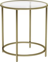 Homestoreking salontafel met glas en gouden ijzeren frame - goud