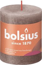 4 stuks Bolsius rustiek taupe rustiek stompkaarsen 80/68 (35 uur) Eco Shine Rustic Taupe