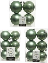 Kerstversiering kunststof kerstballen salie groen 6-8-10 cm pakket van 44x stuks - Kerstboomversiering
