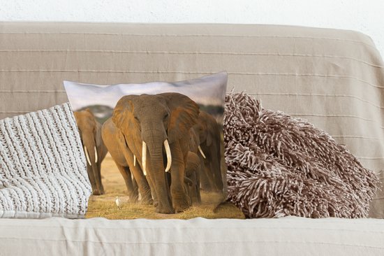 Sierkussen - Herbe Éléphant - Multicolore - 45 Cm X 45 Cm