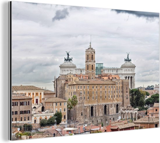 Wanddecoratie Metaal - Aluminium Schilderij Industrieel - Rome - Stad - Gebouwen - 120x80 cm - Dibond - Foto op aluminium - Industriële muurdecoratie - Voor de woonkamer/slaapkamer