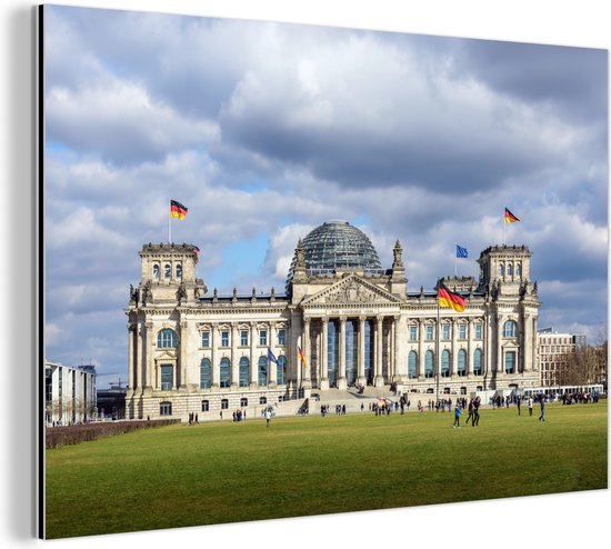 Wanddecoratie Metaal - Aluminium Schilderij Industrieel - Reichstag - Berlijn - Duitsland - 180x120 cm - Dibond - Foto op aluminium - Industriële muurdecoratie - Voor de woonkamer/slaapkamer