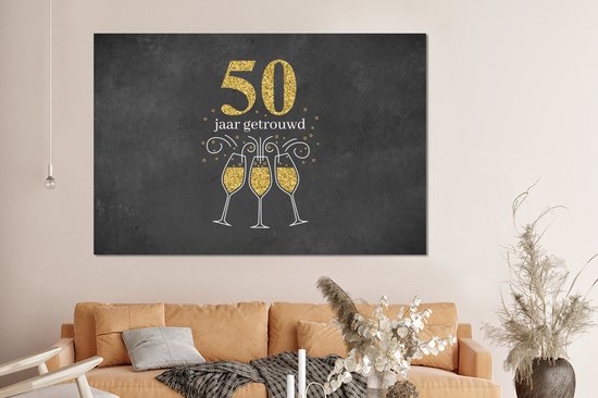 Décoration murale Métal - Peinture Aluminium Industriel - Se marier - 50 ans de mariage - Citations - Dictons - 150x100 cm - Dibond - Photo sur aluminium - Décoration murale industrielle - Pour le salon/chambre