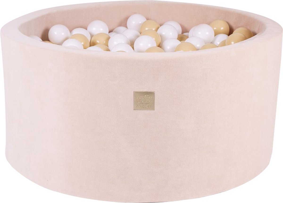 Ballenbak VELVET Ecru - 90x40 incl. 300 ballen - Goud | Beige | Transparant | Wit