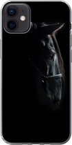 Geschikt voor iPhone 12 mini hoesje - Paard - Licht - Zwart - Siliconen Telefoonhoesje