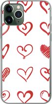 Geschikt voor iPhone 11 Pro hoesje - Een illustratie met hartjes in verschillende vormen - Siliconen Telefoonhoesje