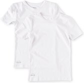 Little Label | T-shirt garçon - 2 pièces - modèle basique | Blanc | taille 110-116 | coton biologique doux