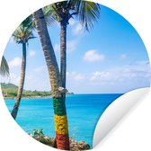 WallCircle - Muurstickers - Behangcirkel - Colombia - Palmbomen - Strand - ⌀ 120 cm - Muurcirkel - Zelfklevend - Ronde Behangsticker XXL