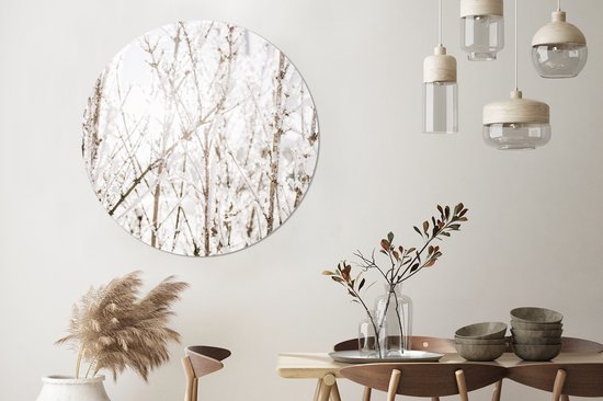 Cercle de papier peint - Hiver - Branches - Glace - ⌀ 120 cm - Cercle mural - Autocollant - Sticker papier peint XXL