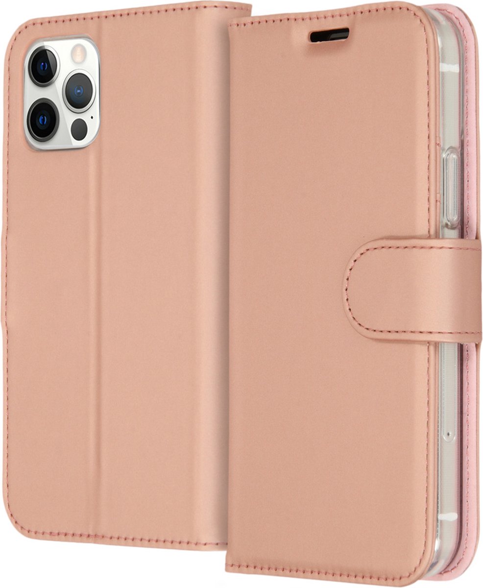 iPhone 12 hoesje bookcase - iPhone 12 Pro hoesje bookcase - iPhone 12 wallet case - hoesje iPhone 12 bookcase - hoesje iPhone 12 Pro bookcase - iPhone 12 Pro wallet case - Kunstleer - Roze - Accezz Wallet Softcase Bookcase