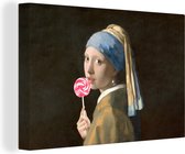 Peinture sur toile Fille à la boucle d'oreille en perle - Johannes Vermeer - Sucette - 90x60 cm - Décoration murale