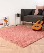 Vierkant hoogpolig vloerkleed shaggy Trend effen - roze 240x240 cm