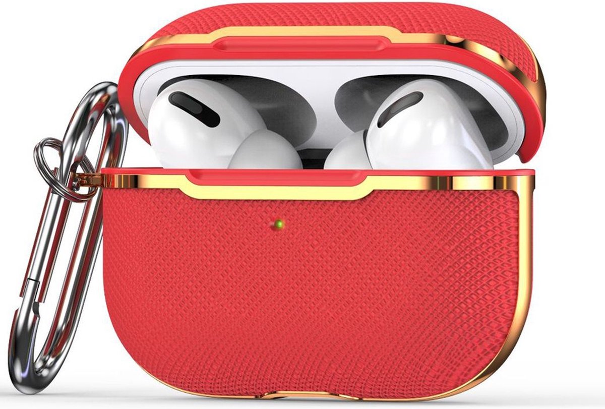 AirPods hoesjes van By Qubix - AirPods Pro / AirPods Pro 2 hoesje - Hardcase - Plated series - Rood + goud Airpods Pro Case Hoesje voor Airpods pro