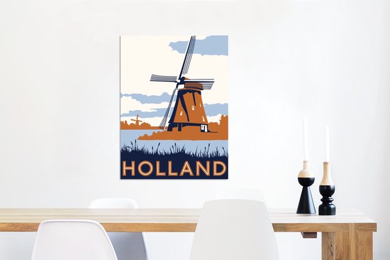 Décoration murale Métal - Peinture Aluminium Industrielle - Une affiche vintage des Nederland - 60x80 cm - Dibond - Photo sur aluminium - Décoration murale industrielle - Pour le salon / chambre