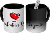 Magische Mok - Foto op Warmte Mok - Valentijnsdag tekening van een pijl en de quote Happy Valentine's Day - 350 ML - Mok met Tekst
