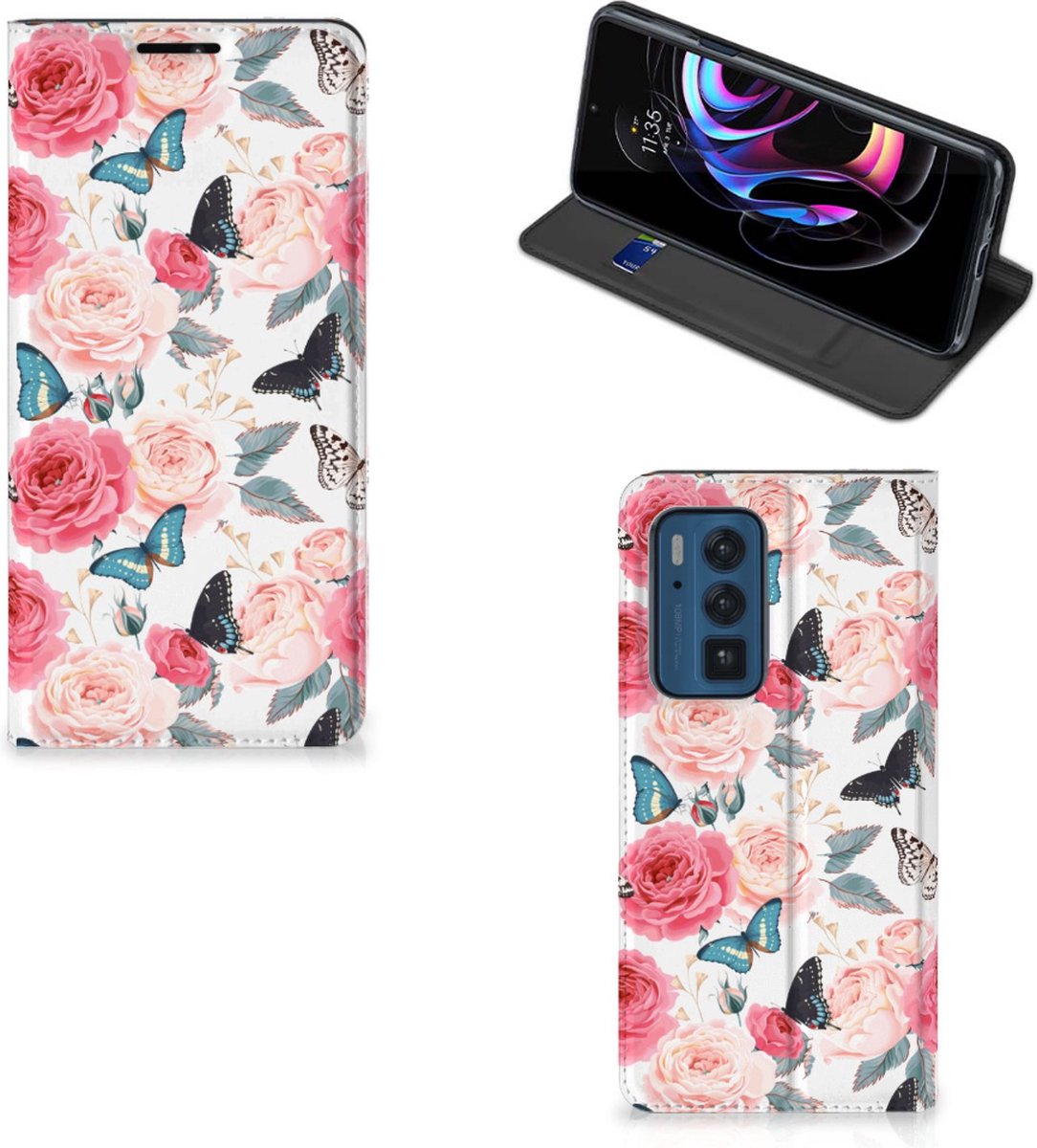 Motorola Edge 20 Pro Smart Cover Butterfly Roses