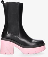 Tango | Khloe 1-a black leather chelsea boots - pink sole | Maat: 40