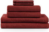 Blumtal Terry Handdoeken Set - 2 x Baddoek & 2 x Handdoek & 2 x Gezichts Handdoekje: Aurora Rood
