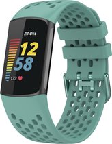 Bandje Voor Fitbit Charge 5 - Sport Point Band - Dennengroen - One Size - Horlogebandje, Armband