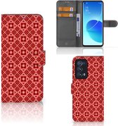 Smartphone Hoesje OPPO Reno 6 Pro+ 5G Wallet Book Case Batik Red