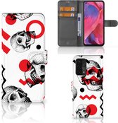 GSM Hoesje OPPO A54 5G | A74 5G | A93 5G Bookstyle Case Skull Red