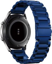 Strap-it Stalen schakel bandje 22mm - RVS bandje geschikt voor Samsung Galaxy Watch 46mm / Galaxy Watch 3 45mm / Gear S3 Classic & Frontier - Amazfit GTR 47mm / GTR 2 / GTR 3 - Pro - OnePlus Watch - blauw