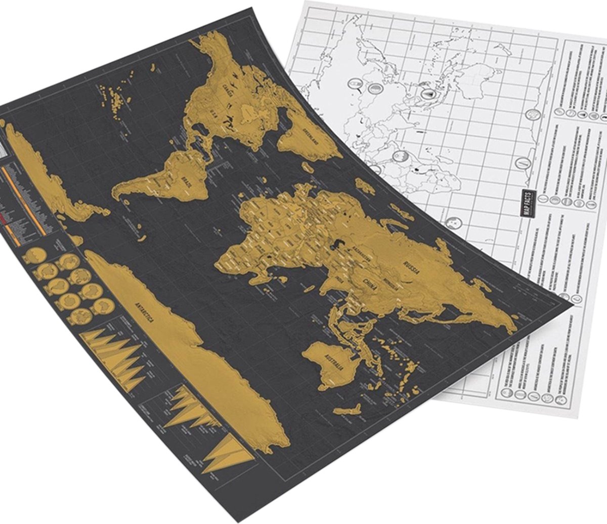 MAPPA DEL MONDO DA GRATTARE SCRATCH MAP CARTE MONDE A GRATTER - CM. 82,5 x  59,4