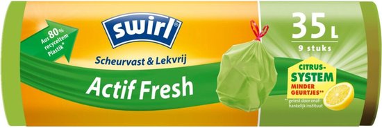Swirl Vuilniszakken met Trekband Geparfumeerd Actif Fresh 35 liter 9 stuks  | bol.com