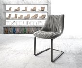 Gestoffeerde-stoel Elda-flex sledemodel vlak zwart fluweel grijs