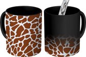 Magische Mok - Foto op Warmte Mokken - Koffiemok - Dierenprint - Giraffe - Bruin - Magic Mok - Beker - 350 ML - Theemok