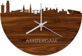 Skyline Klok Amsterdam Palissander hout - Ø 40 cm - Woondecoratie - Wand decoratie woonkamer - WoodWideCities